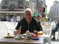 Pieter with our delicious cakes and coffee