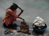 Clothes being washed, traditional style