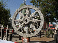 Wheel of life indicating Buddha in an Aurangabad crossroad