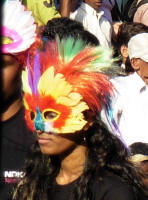 Colourful masks were used and were on sale