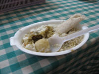 Sweet Bihu food. long item is Til Ritha (coconut), round item is Laru, rest is Dai Chira (sweet rice) (taken by Jim)
