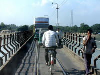 Driving over the railway bridge