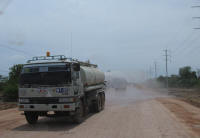A water tanker just before we got sprayed