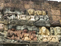 Terrace of the Leper King - showing laterite base with reliefs of various colours (ages?)