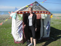Theresa outside our tent