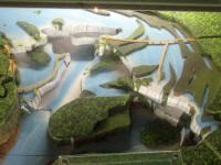 A model of the falls. The brown lines are walkways