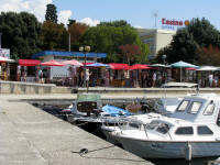 Port and market stalls in Porec