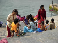 Women washing in the lake, Udaipur, India