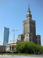 Warsaw, old and new buildings