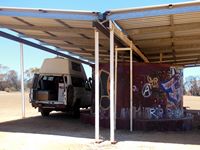 An old water point and wonderful shade. Great for a lunch stop.